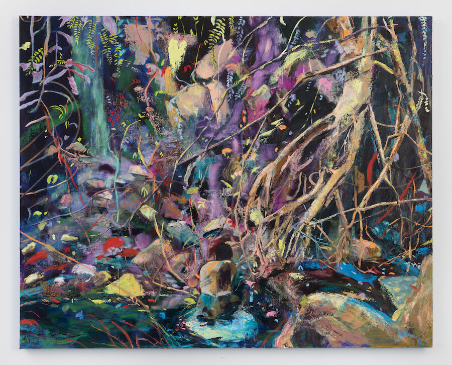 Maia Cruz Palileo, Before The Sun And The Birds, 2024. Oil on linen, 122 × 152 × 3 cm. Photo: Adam Reich. Courtesy: David Kordansky Gallery