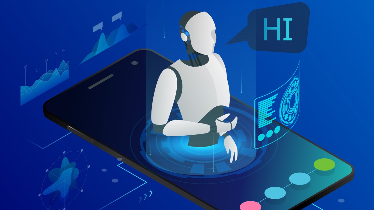 Apple-is-reportedly-exploring-humanoid-robots.jpg An illustration of a humanoid robot emerging from a smartphone screen