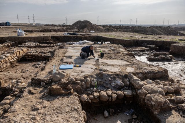 Israeli-Proposal-to-Shift-West-Bank-Antiquities-Oversight-Faces-Opposition.jpg An employee works at an excavation site by Israel Antiquities Authority containing the remains of a Byzantine monastery which was uncovered north of the Israeli city of Qiryat Gat, on January 6, 2025. (Photo by Menahem Kahana / AFP) (Photo by MENAHEM KAHANA/AFP via Getty Images)