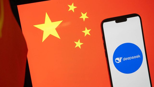 Privacy-problematic-DeepSeek-pulled-from-app-stores-in-South-Korea.jpg The logo for the DeepSeek AI service in front of a Chinese flag
