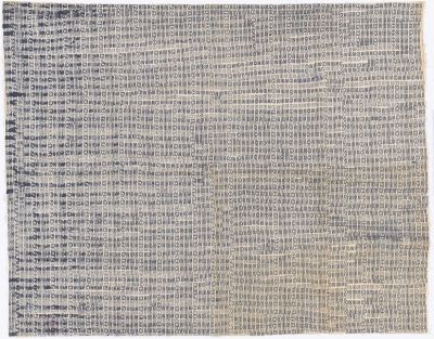 A fabric sheet stamped with a repeating pattern.