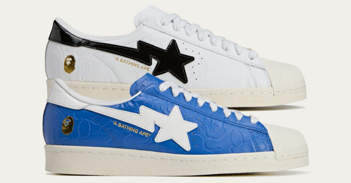BAPE adidas Superstar White Blue JR2701 JR2702 Release Date