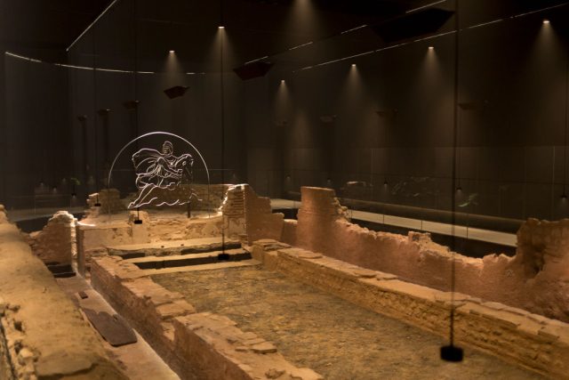 Reconstructed mid-3rd century CE Roman Mithraeum beneath Bloomberg's European headquarters, 2017, London, England.
