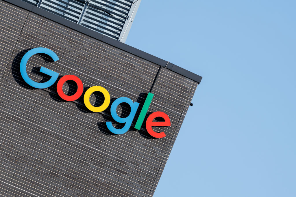 Google-calls-for-weakened-copyright-and-export-rules-in-AI.jpg The Google logo and lettering can be seen on the facade of the company's Munich headquarters.