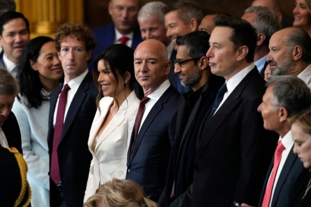 Republican-Congressman-Jim-Jordan-asks-Big-Tech-if-Biden-tried.jpg Guests including Mark Zuckerberg, Lauren Sanchez, Jeff Bezos, Sundar Pichai and Elon Musk attend the Inauguration of Donald J. Trump in the U.S. Capitol Rotunda on January 20, 2025 in Washington, D.C.