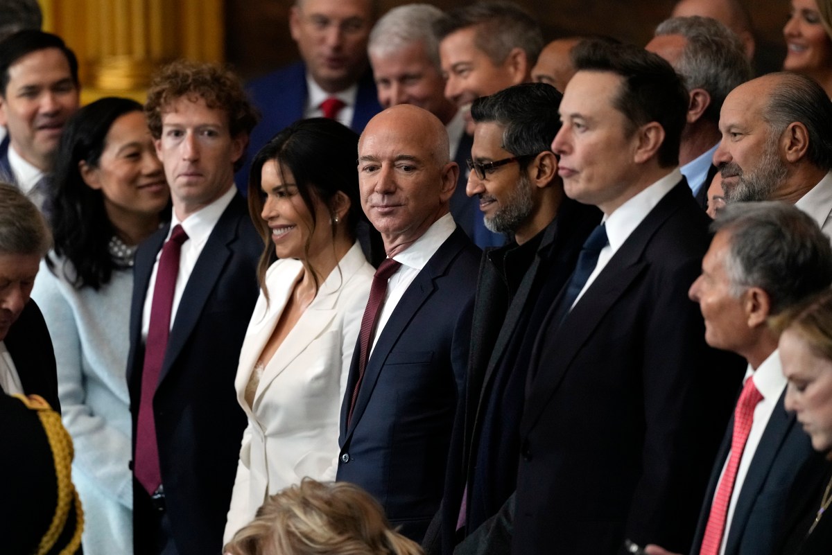 Republican-Congressman-Jim-Jordan-asks-Big-Tech-if-Biden-tried.jpg Guests including Mark Zuckerberg, Lauren Sanchez, Jeff Bezos, Sundar Pichai and Elon Musk attend the Inauguration of Donald J. Trump in the U.S. Capitol Rotunda on January 20, 2025 in Washington, D.C.