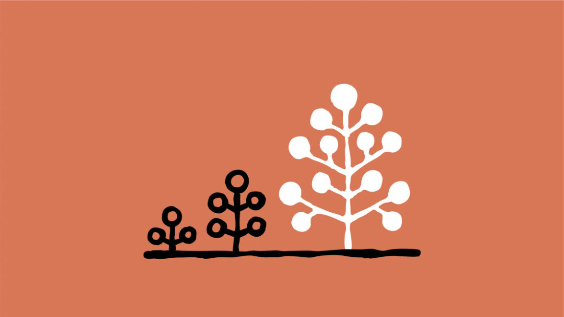 An illustration of three small trees created by Anthropic.