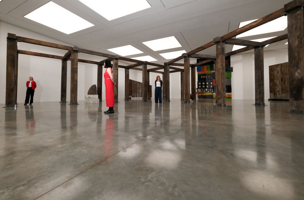 LONDON, UNITED KINGDOM - FEB 05, 2025 -    Press preview: Theaster Gates 1965: Malcolm in Winter: A Translation Exercise, White Cube. (Photo credit should read Matthew Chattle/Future Publishing via Getty Images)