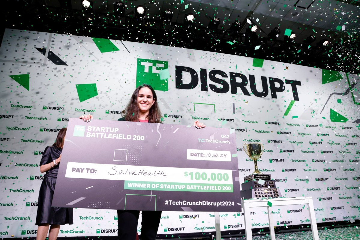 Startup-Battlefield-winner-Salva-Health-is-changing-the-game-in.jpg Salva Health Co-Founder & CEO Valentina Agudelo Vargas, winner of the Startup Battlefield 2024, poses onstage during TechCrunch Disrupt 2024 Day 3 at Moscone Center on October 30, 2024 in San Francisco.