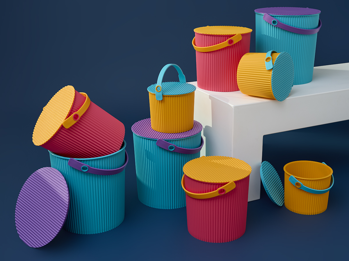 Multifunctional Hachiman Buckets Are a Vibrant Way to Store