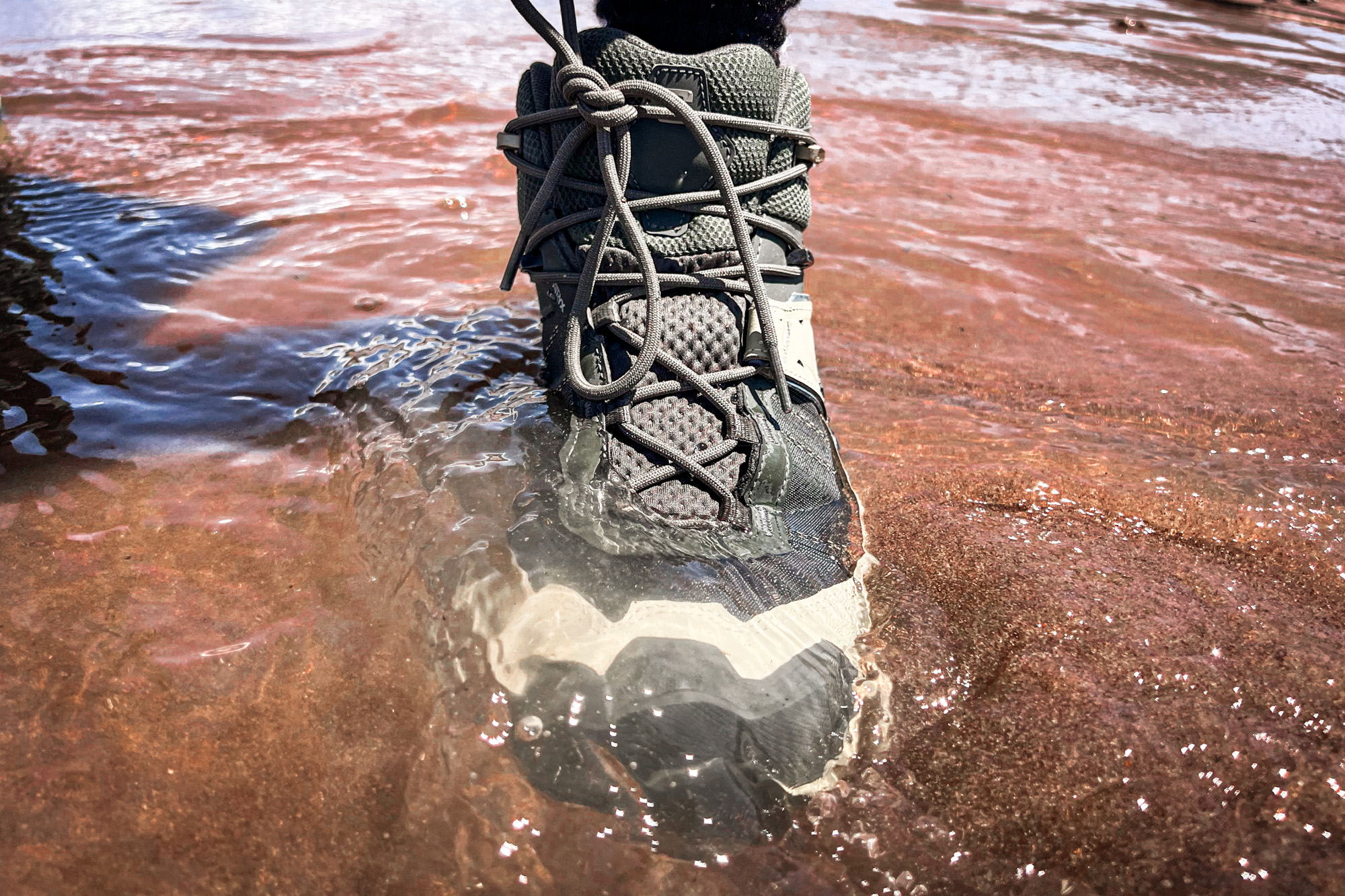 Salomon X Ultra 5 Mid GTX hiking boot in water
