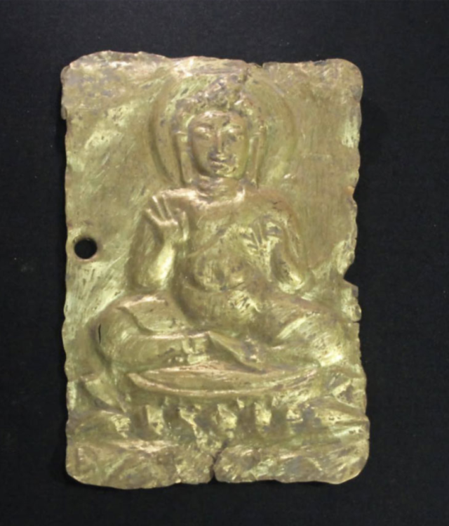 Ancient-Buddhist-Relics-Unearthed-in-Thailand-Temple.png Gold plaque depicting Buddha.