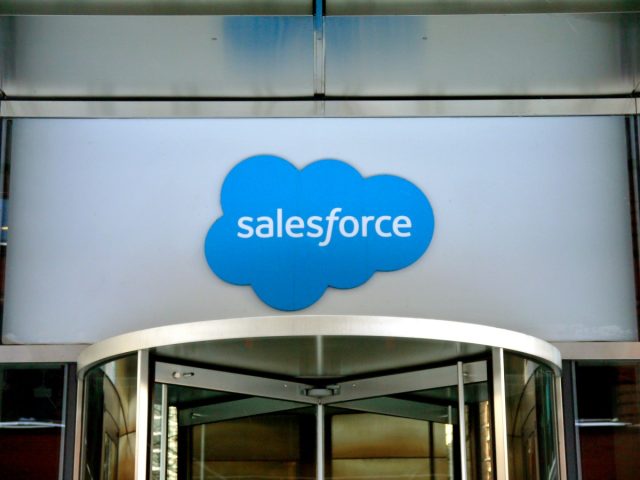Salesforce-acquires-Informatica-for-8-billion.jpg Close-up view of the logo at the entrance to the Salesforce office located at 111 West Illinois Street in Chicago, Illinois, January 2019.