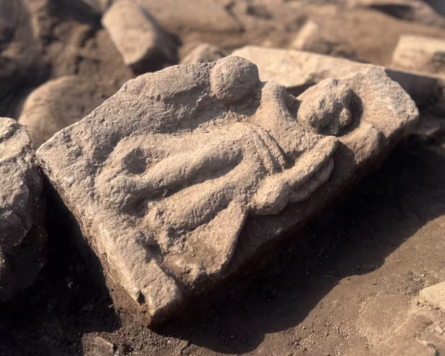 Winged Goddess Carving Found by Volunteers at Hadrian's Wall, England