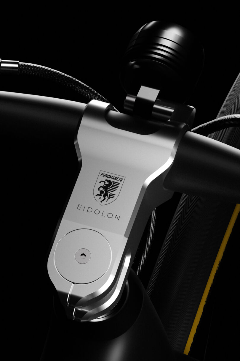 Close-up of a sleek bicycle handlebar stem with 