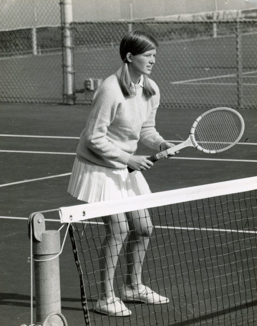 Sally Ride as a teenager playing tennis in the 1960s.