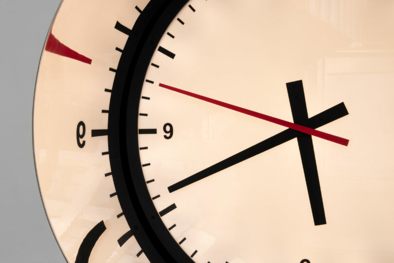 Section of glowing clock face