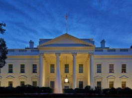 The White House seen in the early evening.