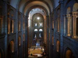 This photograph shows the nave of the Cathedral of Santiago de Compostela on June 15, 2023. Santiago de Compostela is one of the 13 Spanish cities classified as World Heritage by UNESCO. (Photo by MIGUEL RIOPA / AFP) (Photo by MIGUEL RIOPA/AFP via Getty Images)