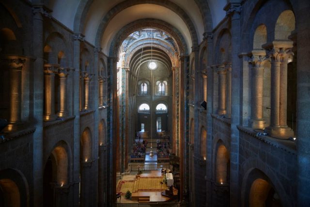 Spanish-Supreme-Court-Orders-Heirs-to-Return-Cathedral-Statues.jpg This photograph shows the nave of the Cathedral of Santiago de Compostela on June 15, 2023. Santiago de Compostela is one of the 13 Spanish cities classified as World Heritage by UNESCO. (Photo by MIGUEL RIOPA / AFP) (Photo by MIGUEL RIOPA/AFP via Getty Images)