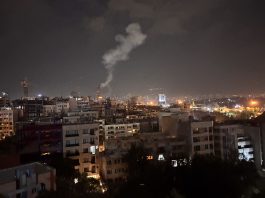 Smoke rises from a location allegedly targeted in Israel's wave of strikes on Tehran, Iran, on early morning of June 13, 2025. (Photo by SAN / Middle East Images via AFP) (Photo by SAN/Middle East Images/AFP via Getty Images)