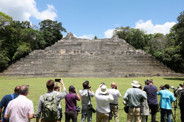 1600-Year-Old-Tomb-of-Mayan-Citys-Founding-King-Discovered-in-Belize.jpg CHIQUIBUL, BELIZE - MARCH 21: A general view of the media as Prince William, Duke of Cambridge and Catherine, Duchess of Cambridge visit Caracol Mayan archaeological site in the Chiquibul Forest on the third day of a Platinum Jubilee Royal Tour to the Caribbean on March 21, 2022 in Chiquibul, Belize. The Royal couple are on the first leg of a Caribbean Tour that takes in Belize, Jamaica and The Bahamas. (Photo by Chris Jackson/Getty Images)