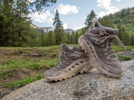 Merrell Moab Speed 2 Mid GTX on a rock