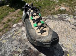 Salewa’s new Wildfire NXT on a rock