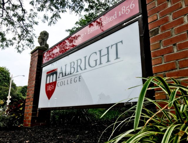 Albright-College-Is-Selling-Its-Art-Collection-to-Balance-Its.jpg A red and white sign reading 'Albright College'