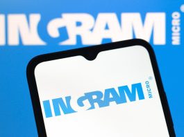 CANADA - 2025/04/23: In this photo illustration, the Ingram Micro Holding Corporation logo is seen displayed on a smartphone screen.