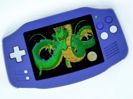 Anbernic handheld that looks like a Game Boy.
