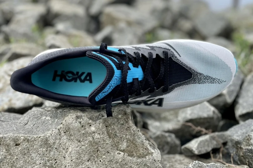 HOKA Rocket X 3 on a rock